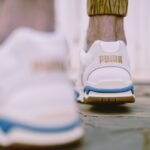 white and blue nike basketball shoes
