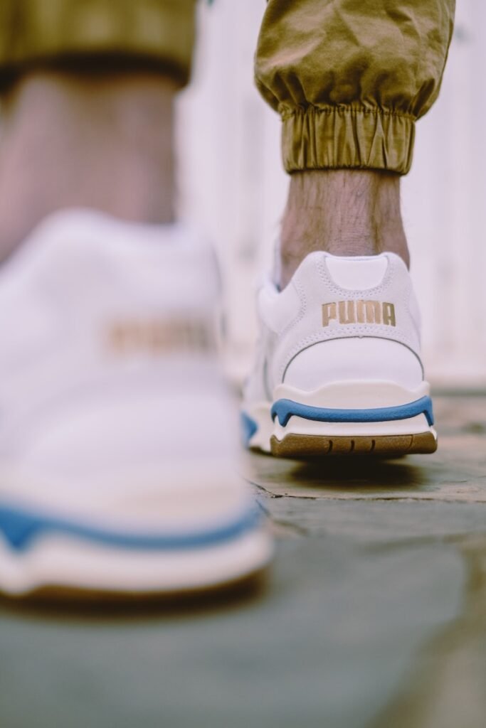 white and blue nike basketball shoes